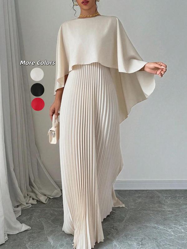NORIE™ - Elegant Pleated Cloak - Sleeve Maxi Dress - Beaumonts Closet Toronto