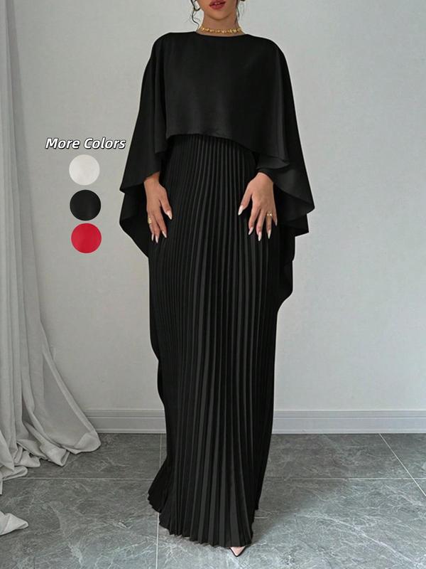 NORIE™ - Elegant Pleated Cloak - Sleeve Maxi Dress - Beaumonts Closet Toronto