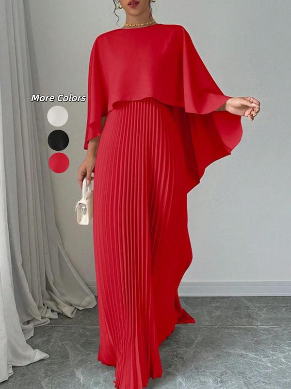 NORIE™ - Elegant Pleated Cloak - Sleeve Maxi Dress - Beaumonts Closet Toronto