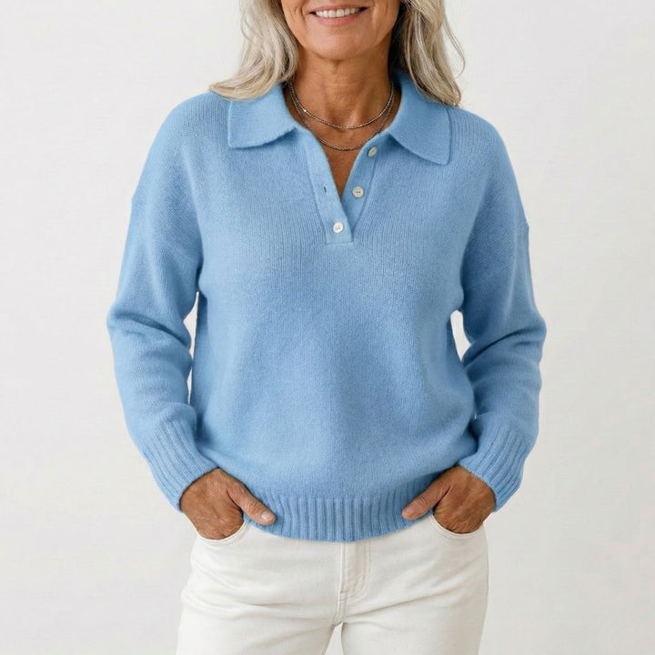 Olivia™ | Soft Knit Sweater with Collar Beaumonts Closet Toronto Light Blue XS 