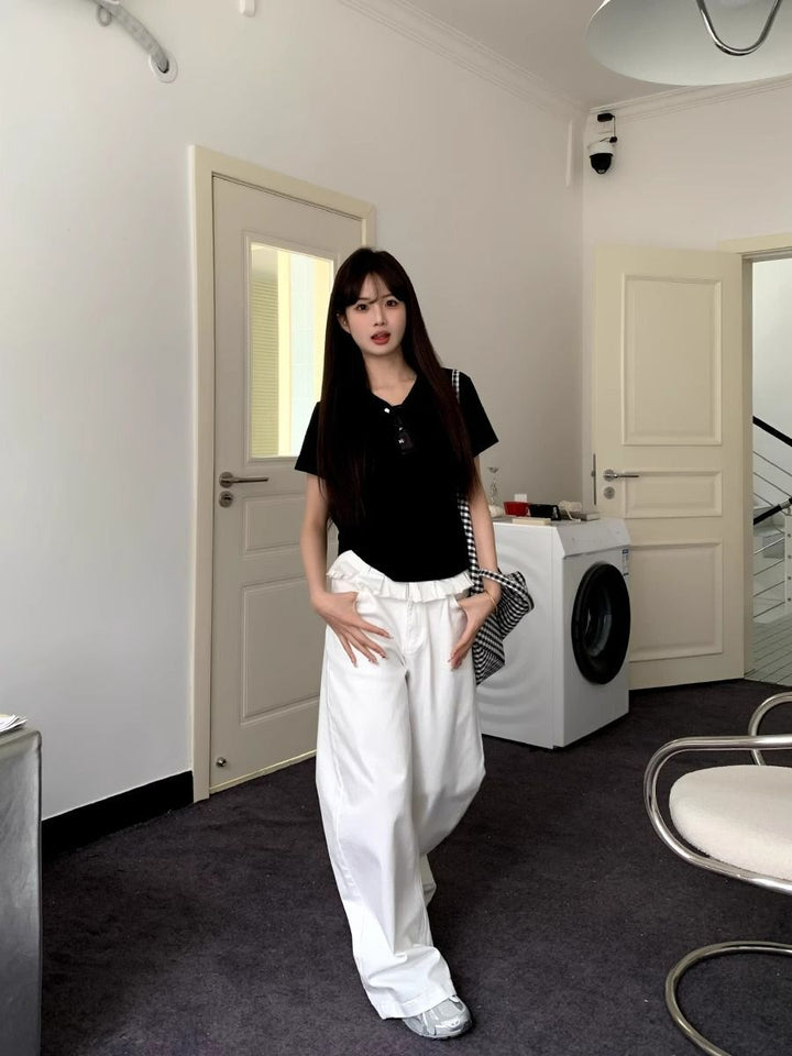 PAISLEY™ – Elegant Lace - Trimmed Wide - Leg Jeans - Beaumonts Closet Toronto
