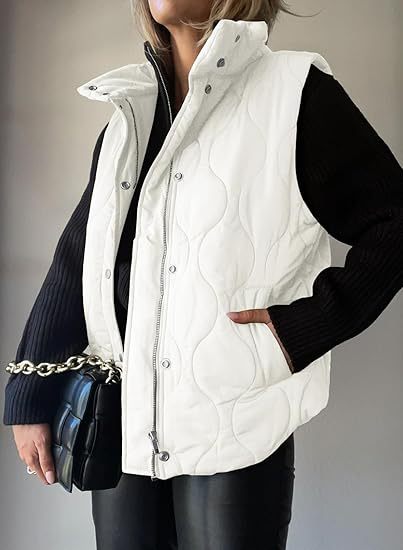 PAMMY™ - Classic Puffer Button Zip Up Collared Vest - Beaumonts Closet Toronto