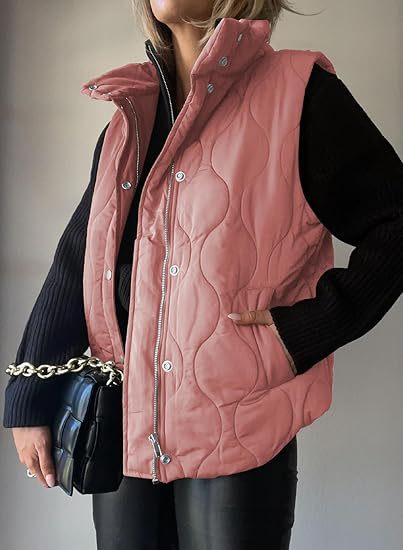 PAMMY™ - Classic Puffer Button Zip Up Collared Vest - Beaumonts Closet Toronto