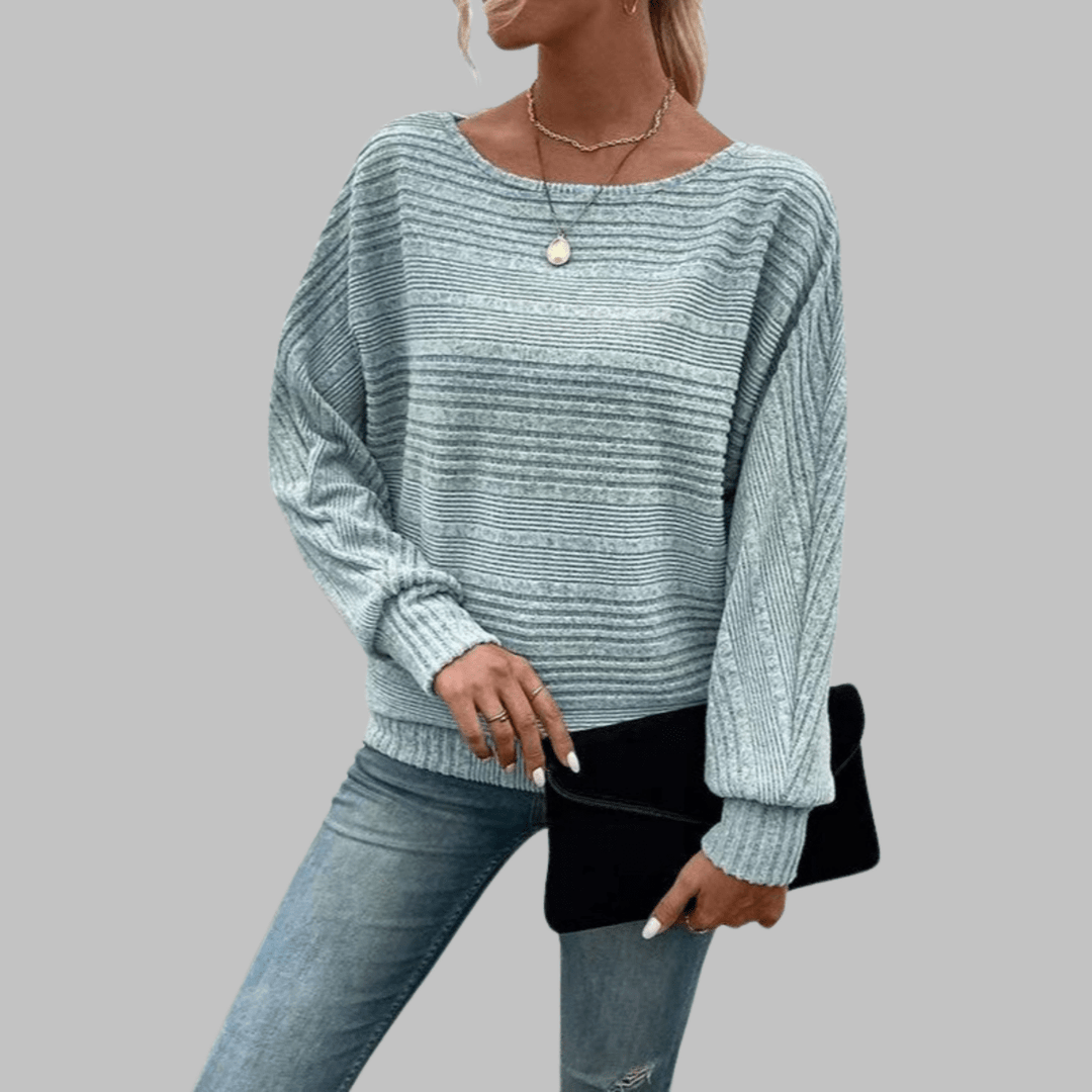 PERLITA™ - Casual Round Neck Long - Sleeve Top - Beaumonts Closet Toronto