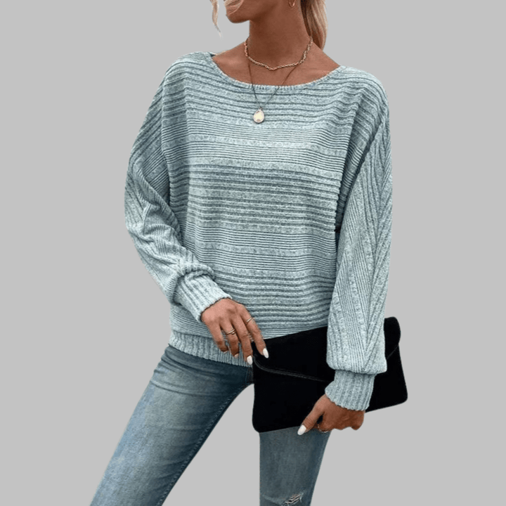 PERLITA™ - Casual Round Neck Long - Sleeve Top - Beaumonts Closet Toronto