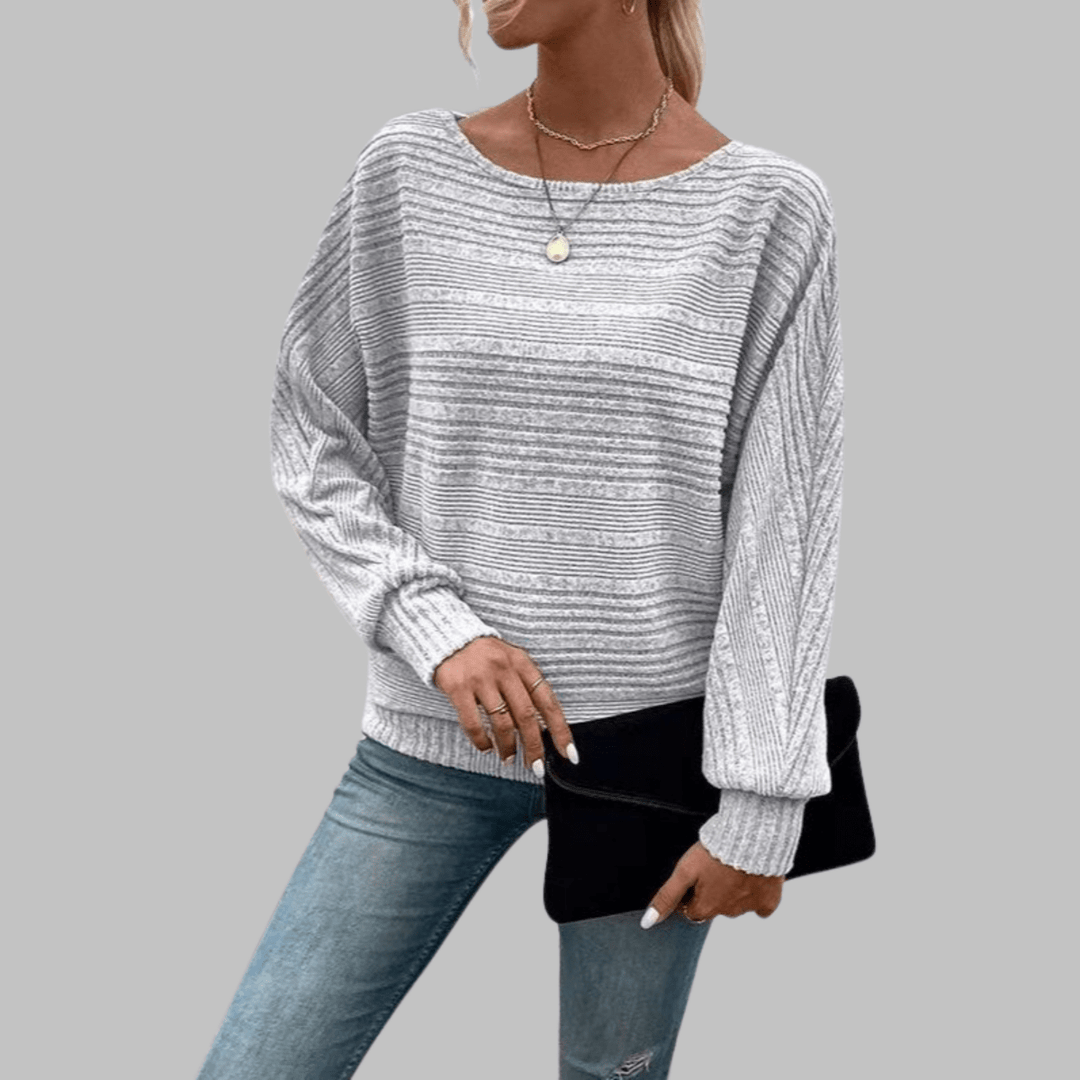 PERLITA™ - Casual Round Neck Long - Sleeve Top - Beaumonts Closet Toronto