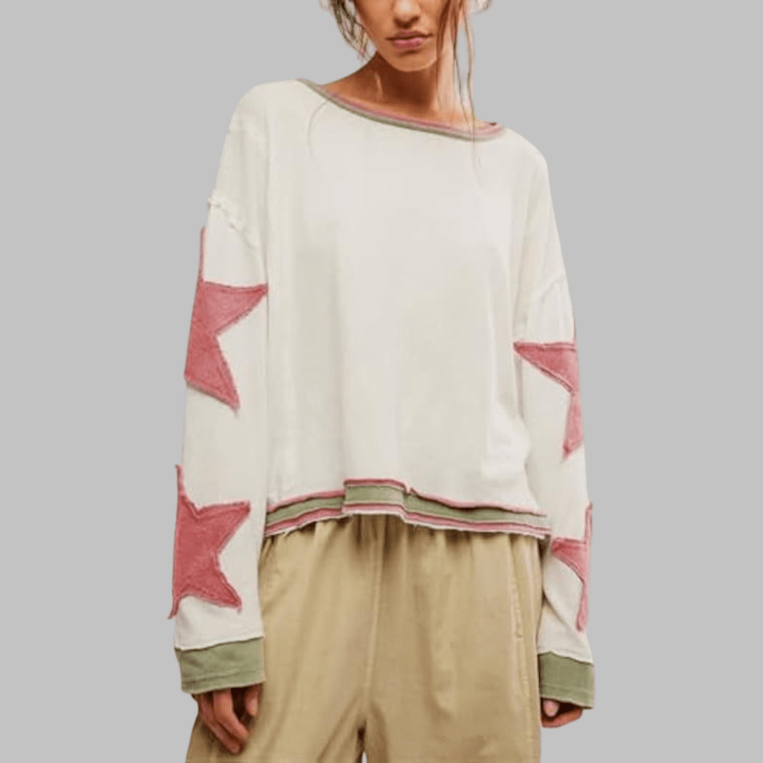 PETIT™ - Casual Summer Loose Long - Sleeve Streetwear Top - Beaumonts Closet Toronto