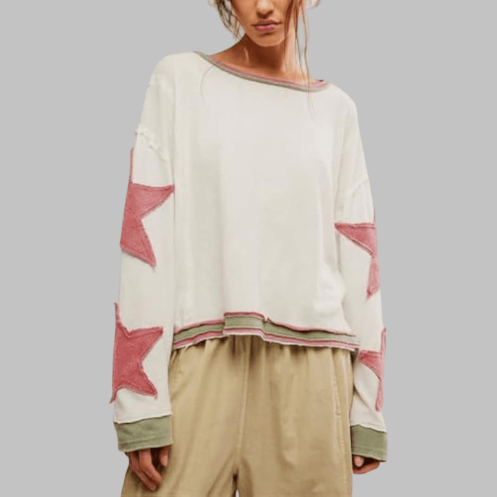 PETIT™ - Casual Summer Loose Long - Sleeve Streetwear Top - Beaumonts Closet Toronto