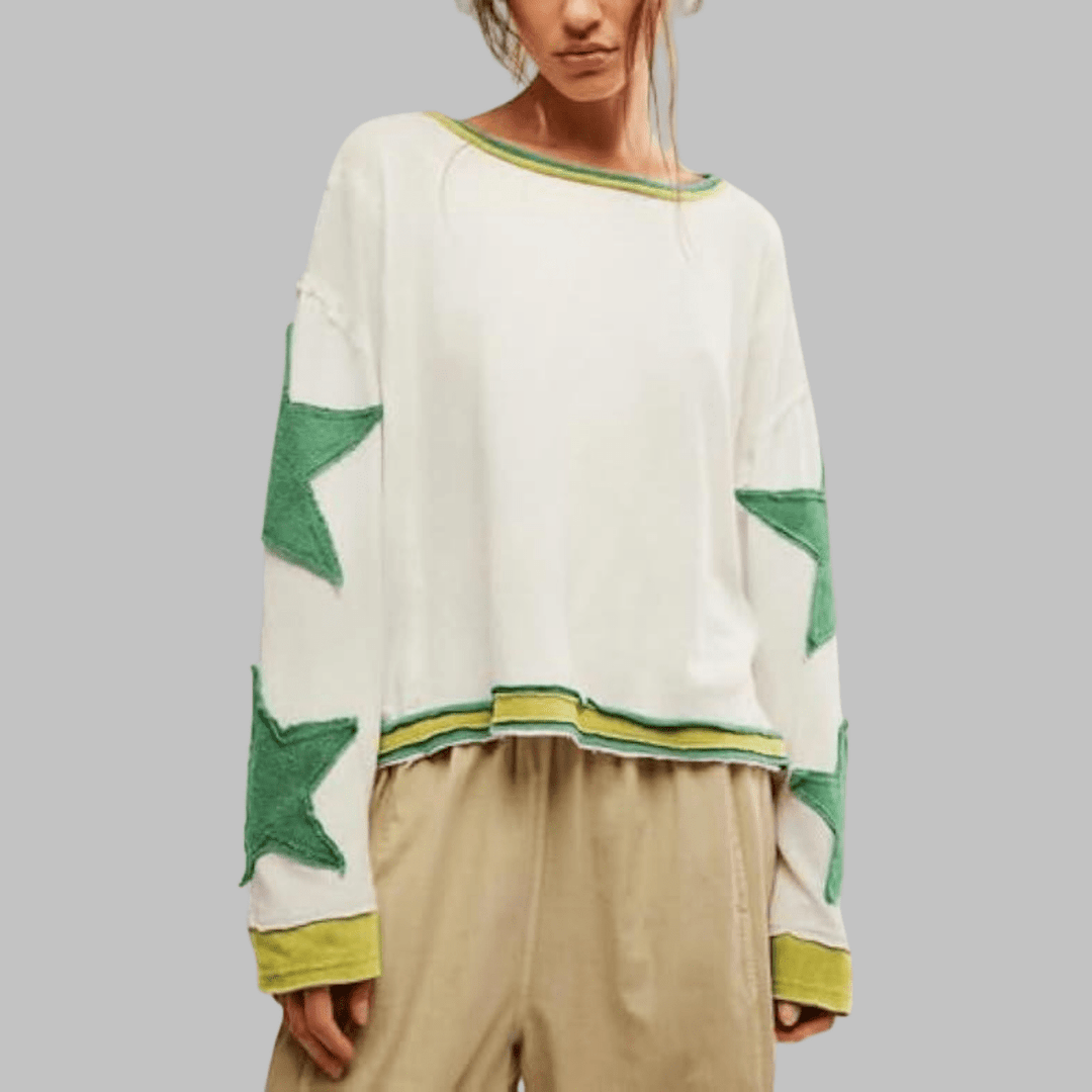 PETIT™ - Casual Summer Loose Long - Sleeve Streetwear Top - Beaumonts Closet Toronto