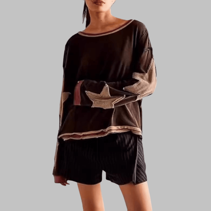 PETIT™ - Casual Summer Loose Long - Sleeve Streetwear Top - Beaumonts Closet Toronto