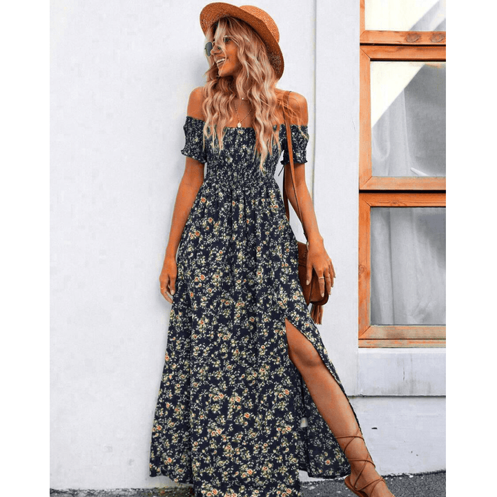 PHOEBE™ - Glamorous Off - Shoulder Vintage Dress - Beaumonts Closet Toronto