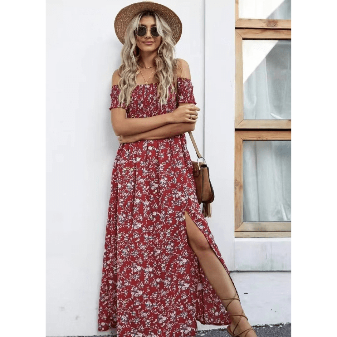 PHOEBE™ - Glamorous Off - Shoulder Vintage Dress - Beaumonts Closet Toronto