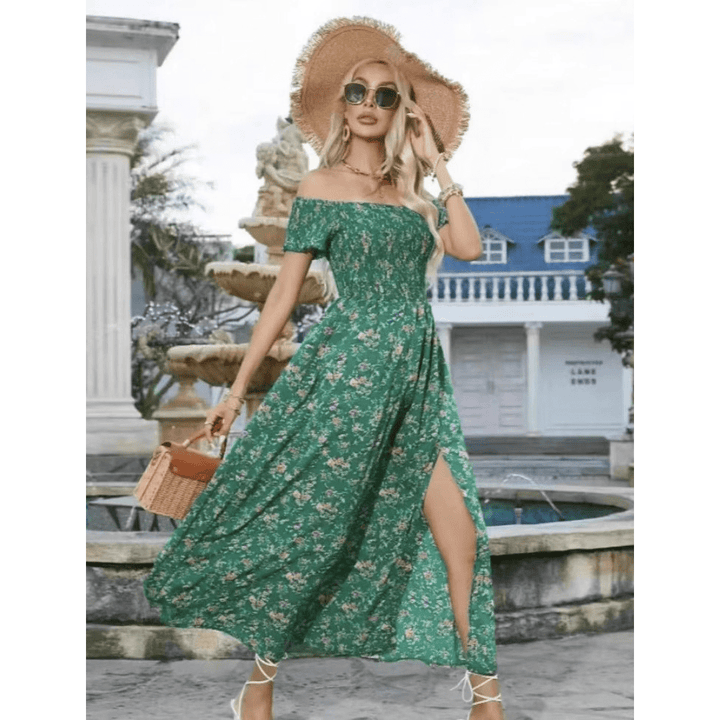 PHOEBE™ - Glamorous Off - Shoulder Vintage Dress - Beaumonts Closet Toronto