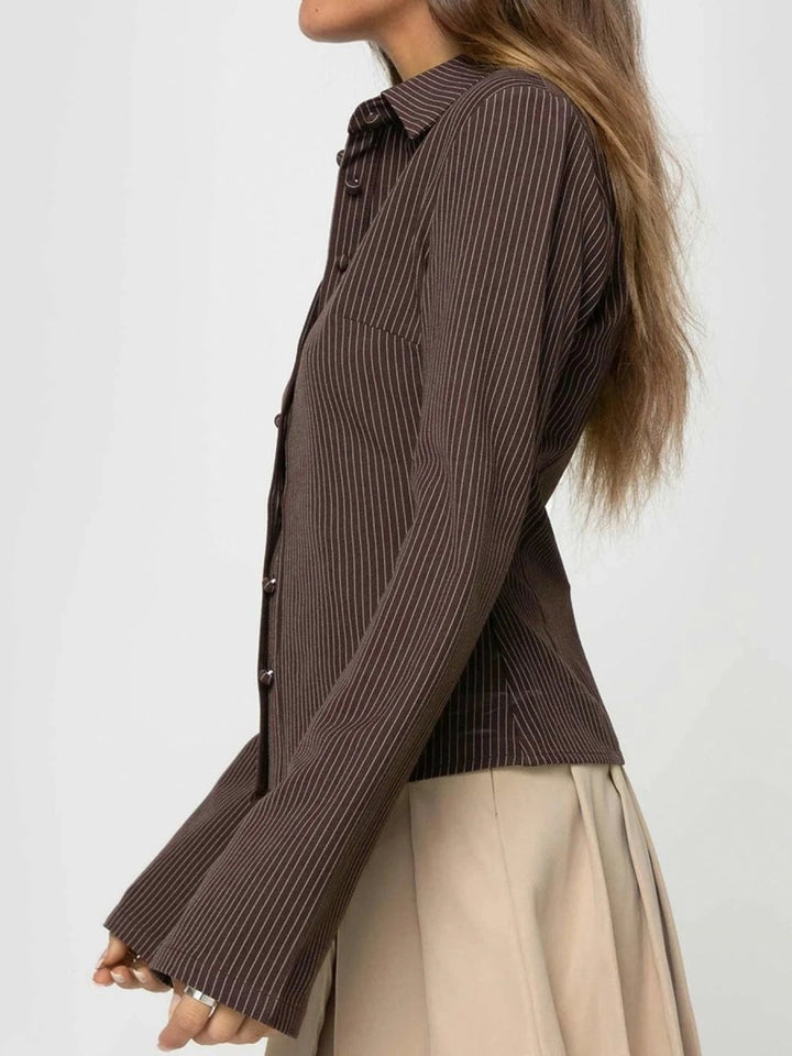 RACHEL™ - Stylish Button - Up Top - Beaumonts Closet Toronto