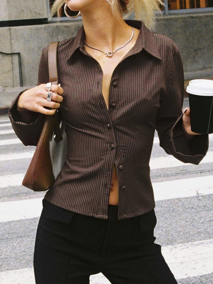 RACHEL™ - Stylish Button - Up Top - Beaumonts Closet Toronto