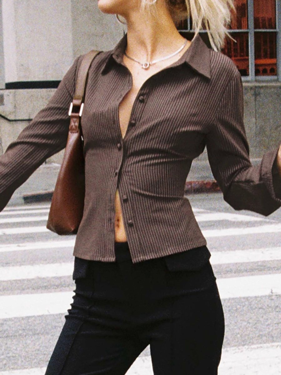 RACHEL™ - Stylish Button - Up Top - Beaumonts Closet Toronto