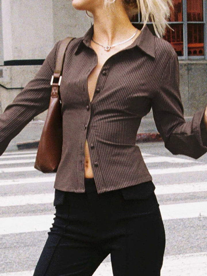 RACHEL™ - Stylish Button - Up Top - Beaumonts Closet Toronto