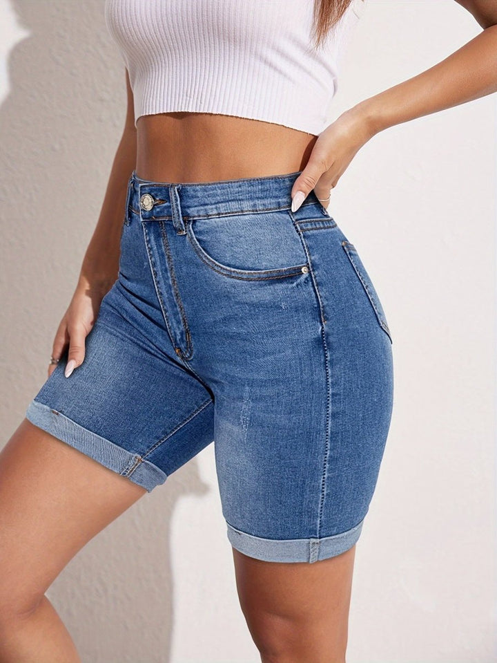 RAPHAELLE™ - Stretch - Fit Bermuda Jean Short - Beaumonts Closet Toronto
