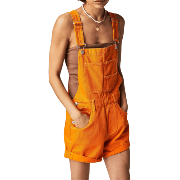 REMITA™ - Vintage Adjustable Denim Overall Shorts - Beaumonts Closet Toronto