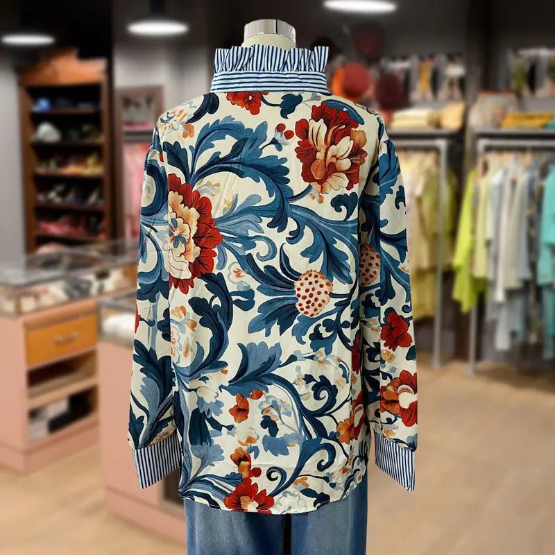 SERENITY™ - Classy Vintage Floral Printed Blouse - Beaumonts Closet Toronto