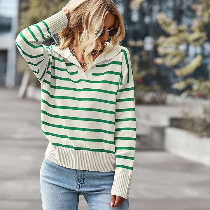 SHIPRAH™ - Casual Basic Long Sleeve V - Neck Top - Beaumonts Closet Toronto