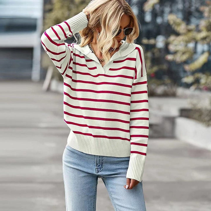 SHIPRAH™ - Casual Basic Long Sleeve V - Neck Top - Beaumonts Closet Toronto