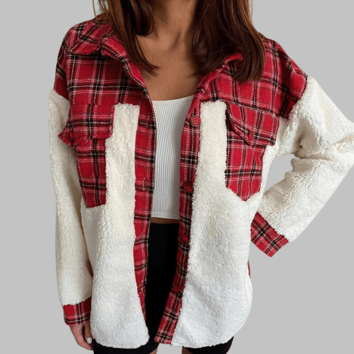 SUNNIE™ - Cozy Long Sleeve Button Down Checkered Jacket - Beaumonts Closet Toronto