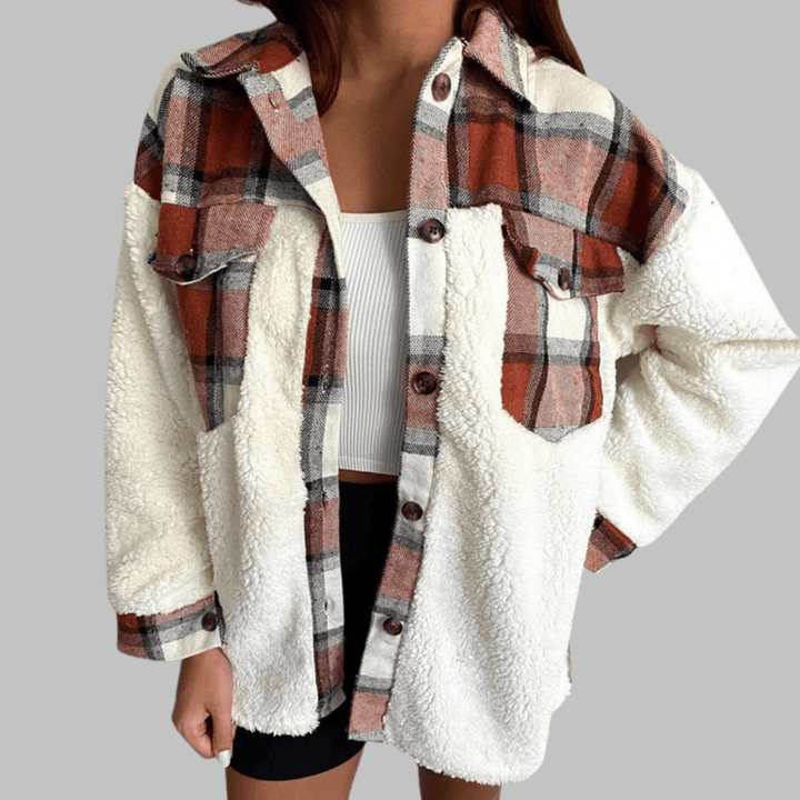 SUNNIE™ - Cozy Long Sleeve Button Down Checkered Jacket - Beaumonts Closet Toronto