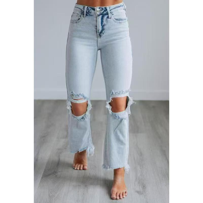 TALA™ – Casual Washed Slim - Fit Ripped Jeans - Beaumonts Closet Toronto