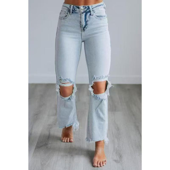 TALA™ – Casual Washed Slim - Fit Ripped Jeans - Beaumonts Closet Toronto