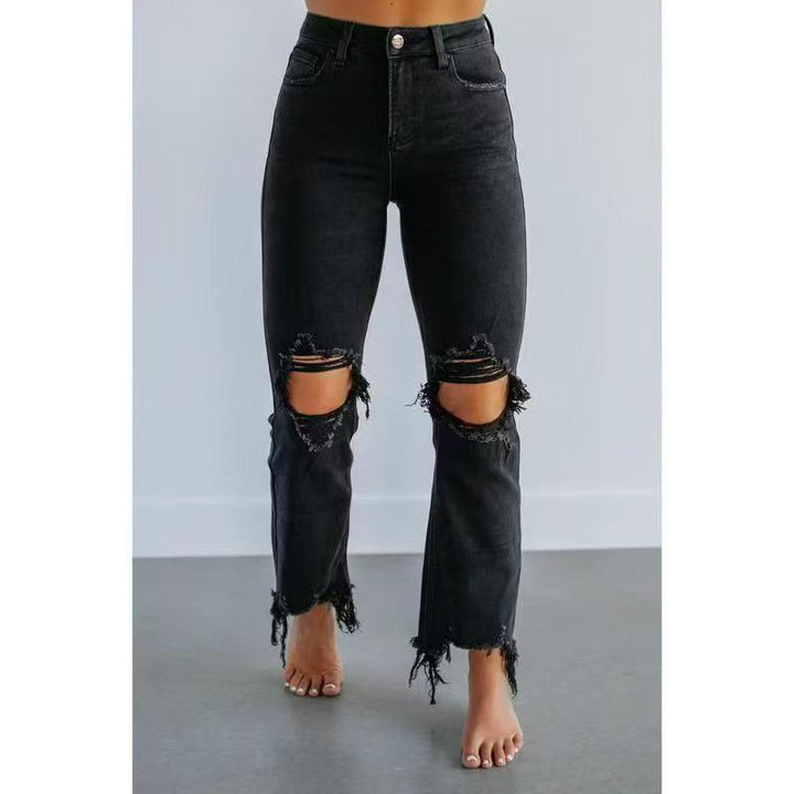 TALA™ – Casual Washed Slim - Fit Ripped Jeans - Beaumonts Closet Toronto