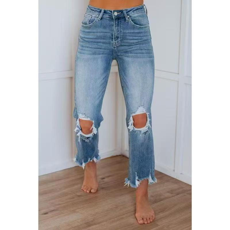 TALA™ – Casual Washed Slim - Fit Ripped Jeans - Beaumonts Closet Toronto