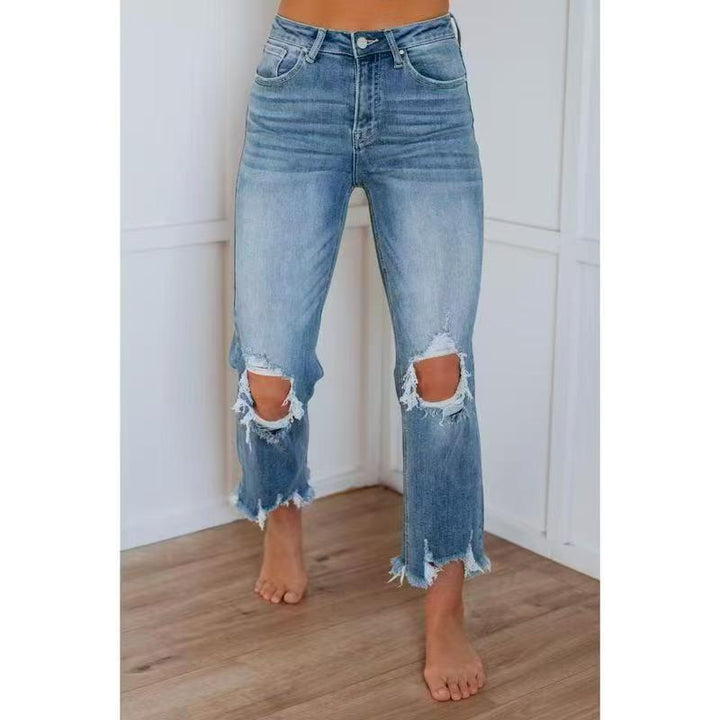 TALA™ – Casual Washed Slim - Fit Ripped Jeans - Beaumonts Closet Toronto