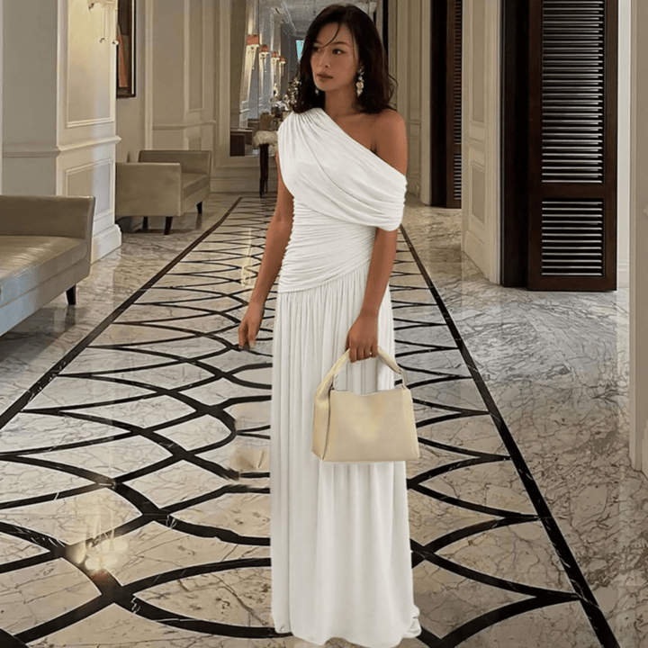 TALIA™ - Elegant One Shoulder Evening Maxi Dress - Beaumonts Closet Toronto