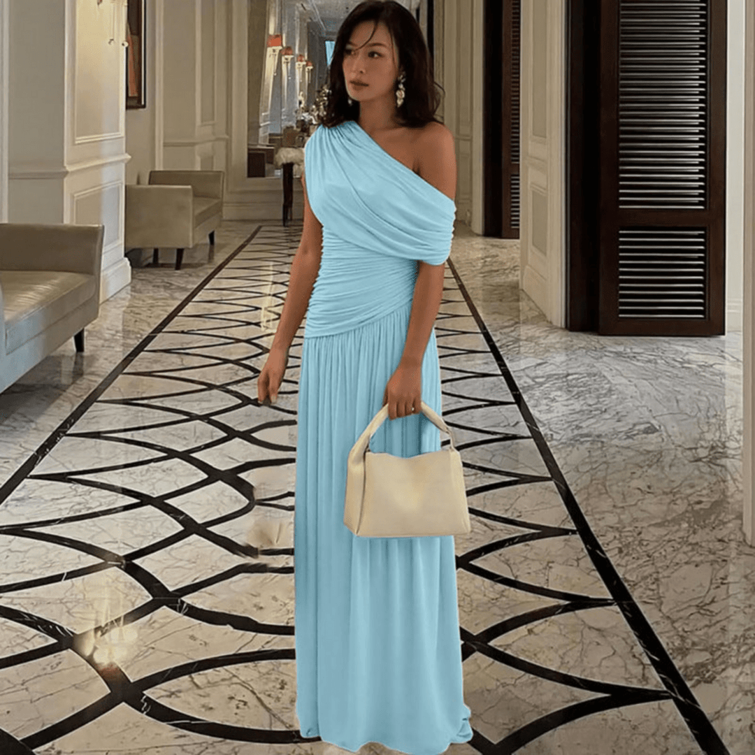 TALIA™ - Elegant One Shoulder Evening Maxi Dress - Beaumonts Closet Toronto
