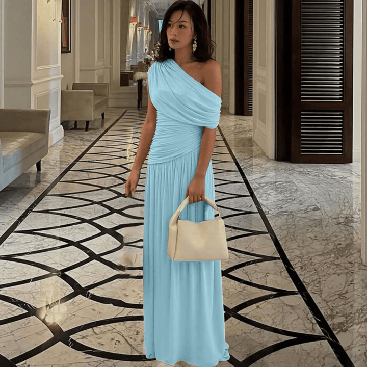 TALIA™ - Elegant One Shoulder Evening Maxi Dress - Beaumonts Closet Toronto