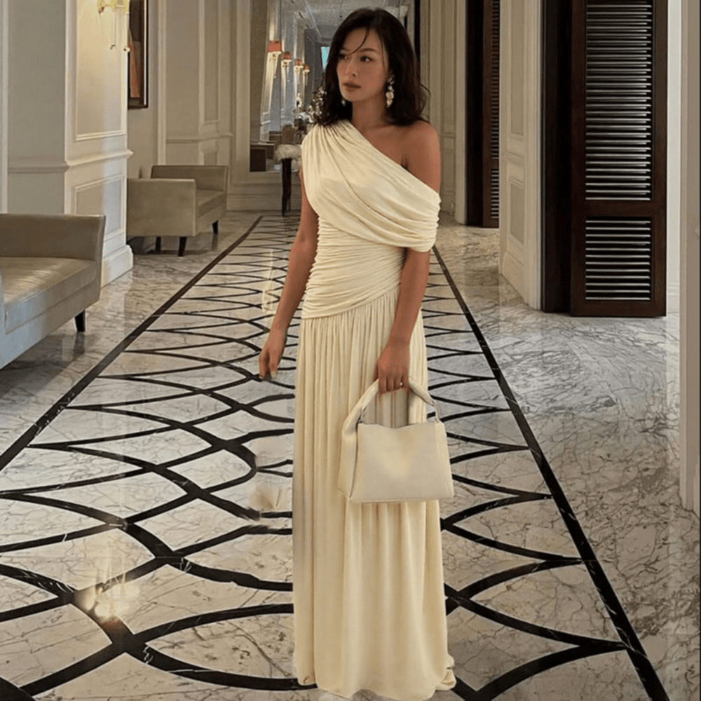 TALIA™ - Elegant One Shoulder Evening Maxi Dress - Beaumonts Closet Toronto