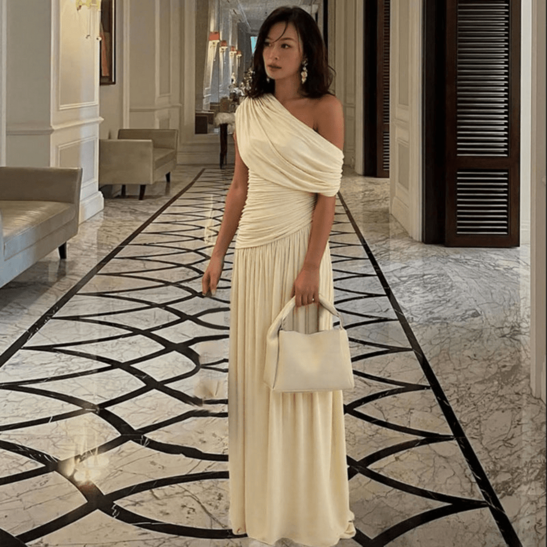 TALIA™ - Elegant One Shoulder Evening Maxi Dress - Beaumonts Closet Toronto