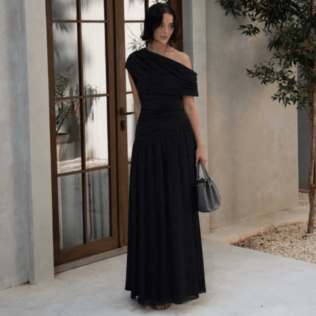 TALIA™ - Elegant One Shoulder Evening Maxi Dress - Beaumonts Closet Toronto