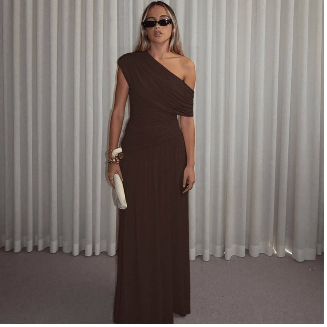 TALIA™ - Elegant One Shoulder Evening Maxi Dress - Beaumonts Closet Toronto