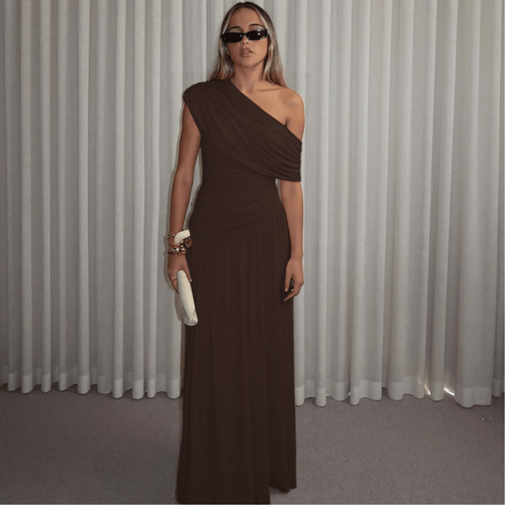 TALIA™ - Elegant One Shoulder Evening Maxi Dress - Beaumonts Closet Toronto