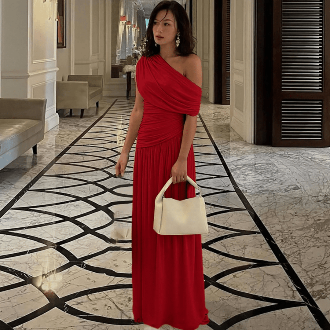 TALIA™ - Elegant One Shoulder Evening Maxi Dress - Beaumonts Closet Toronto
