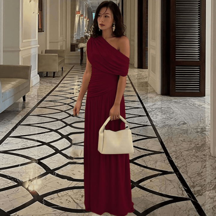 TALIA™ - Elegant One Shoulder Evening Maxi Dress - Beaumonts Closet Toronto
