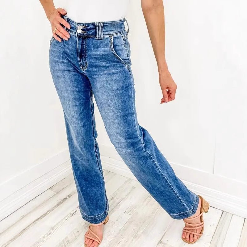 TALLIS™ – Comfy Double Down Wide Leg Jeans - Beaumonts Closet Toronto