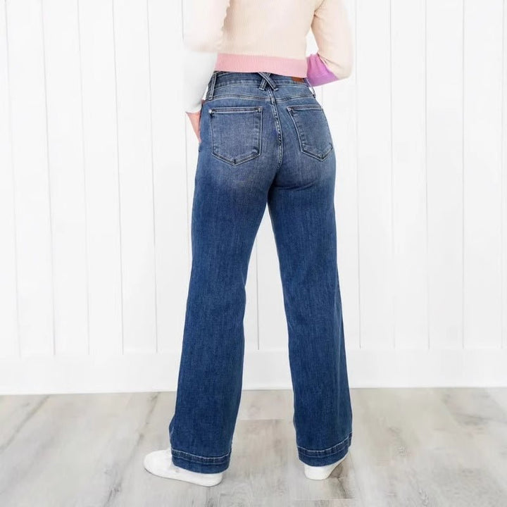 TALLIS™ – Comfy Double Down Wide Leg Jeans - Beaumonts Closet Toronto