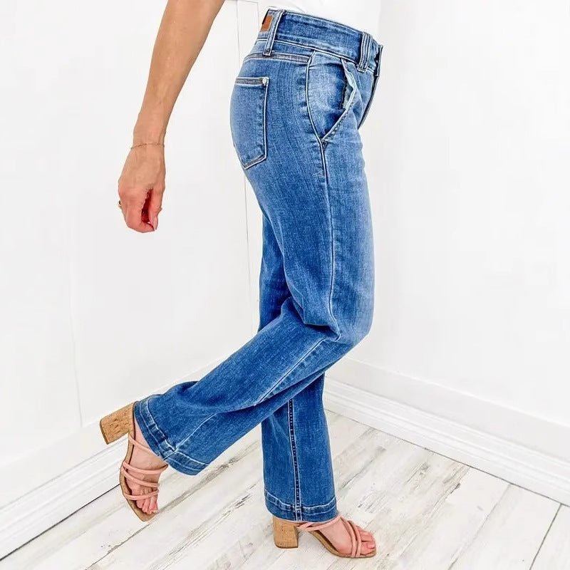TALLIS™ – Comfy Double Down Wide Leg Jeans - Beaumonts Closet Toronto
