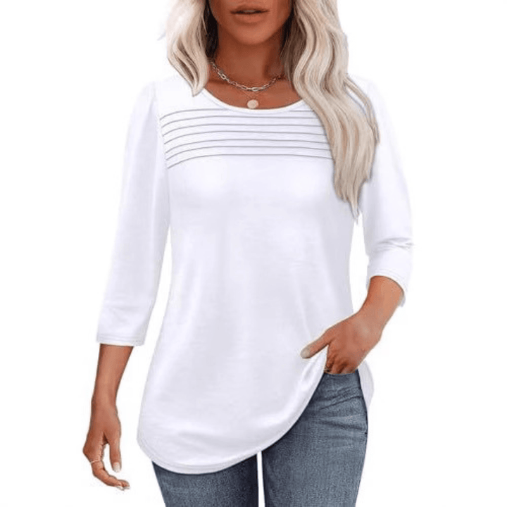 TESSARA™ – Casual Pleated Front Spring Top - Beaumonts Closet Toronto