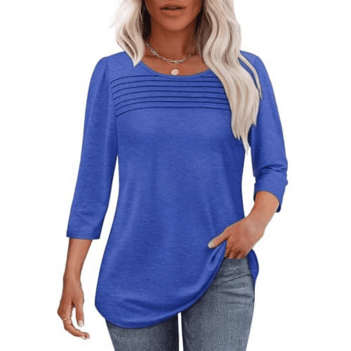 TESSARA™ – Casual Pleated Front Spring Top - Beaumonts Closet Toronto