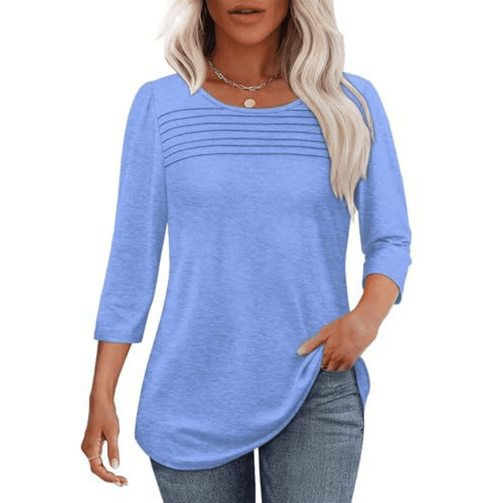TESSARA™ – Casual Pleated Front Spring Top - Beaumonts Closet Toronto