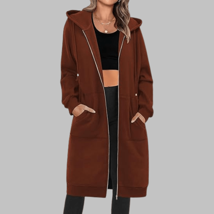 TIOMARA™ - Casual Zip Up Oversized Long Jacket - Beaumonts Closet Toronto